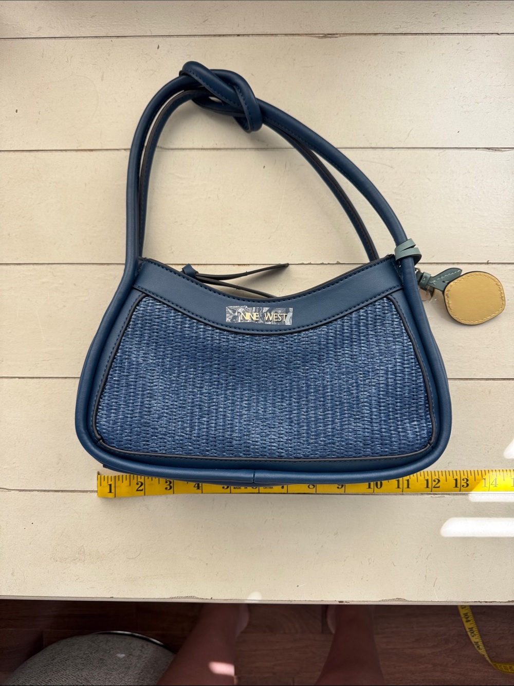 Nine West Blue Woven Shoulder Bag with 🍋 Charm
